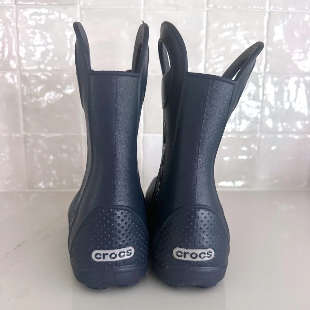 Crocs Handle It Rain Boot Kids C12 Navy Blue Waterproof Lightweight Pull On